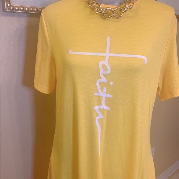 “Faith” Yellow T-Shirt Maxi Dress, Long w/Pockets - Picture 3 of 7